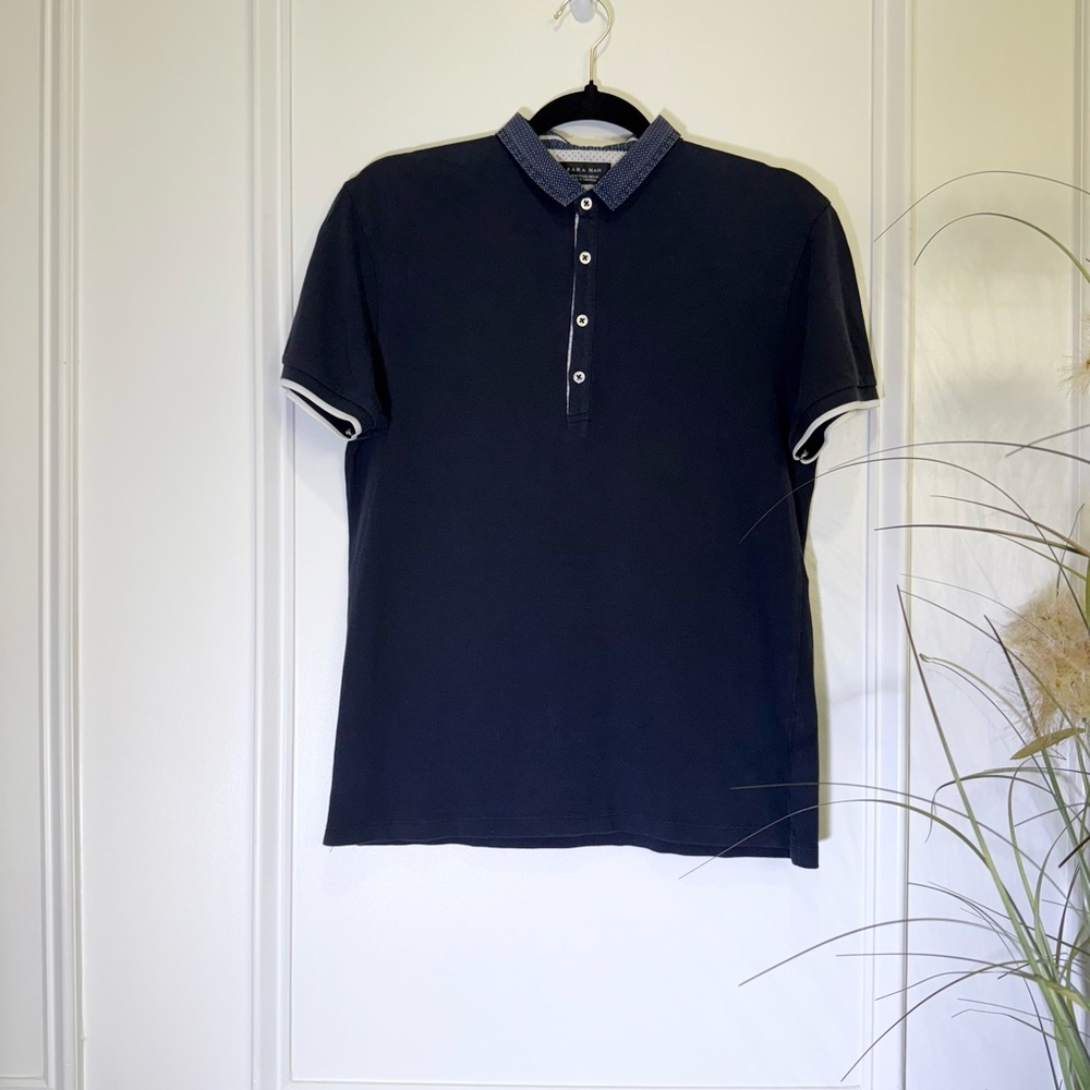 Zara Blue Polo Shirt with Classic Collar
